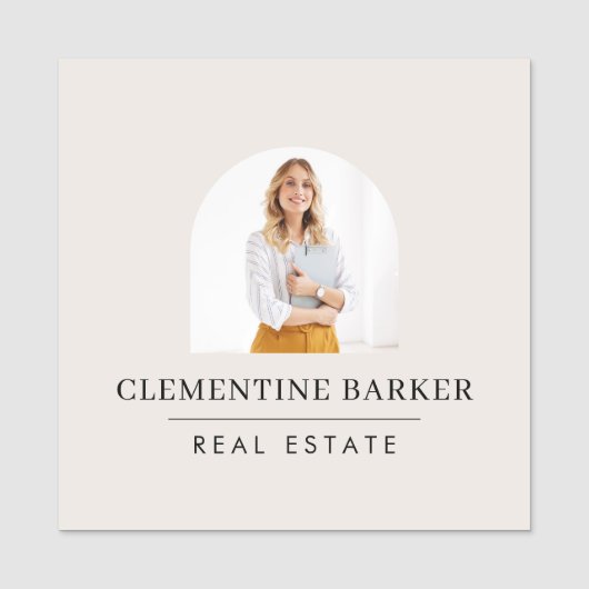 Modern Realtor Name Badge with Photo Arch Elegant 名札 (正面)