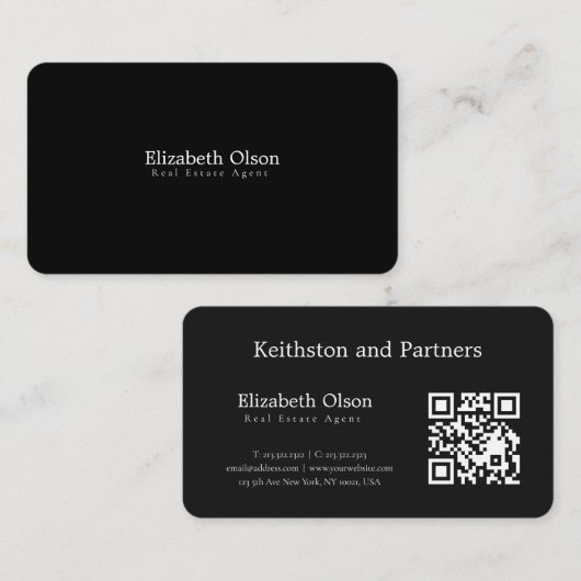 Modern Realtor Promotional simple qr code style 名刺 (正面/裏面)