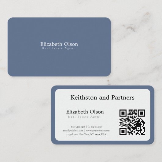 Modern Realtor Promotional simple qr code style 名刺 (正面/裏面)