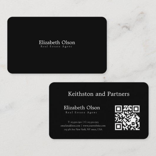 Modern Realtor Promotional simple qr code style 名刺 (正面/裏面)