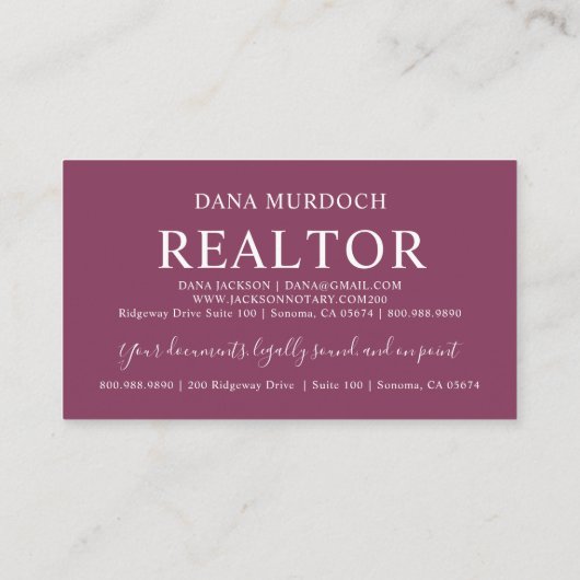 Modern Realtor Real Estate Agent Photo 名刺 (裏面)