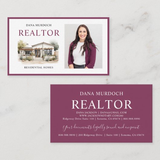 Modern Realtor Real Estate Agent Photo 名刺 (正面/裏面)
