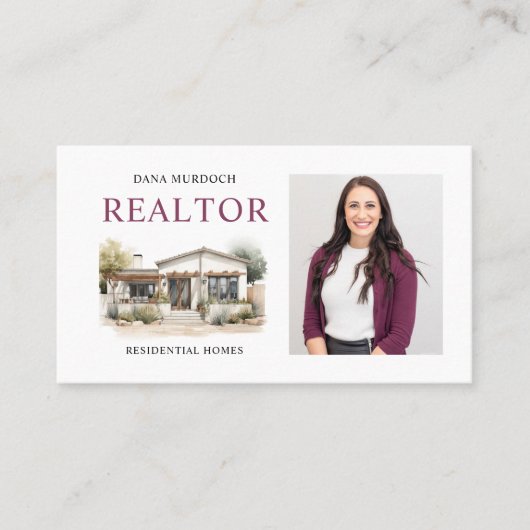 Modern Realtor Real Estate Agent Photo 名刺 (正面)