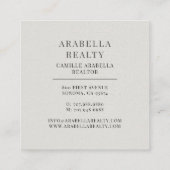 Modern Realty Company Faux Linen スクエア名刺 (裏面)