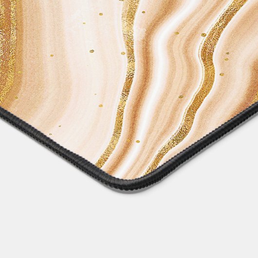 Modern Rectangular Logo Faux Golden Agate デスクマット (コーナー)