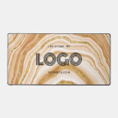 Modern Rectangular Logo Faux Golden Agate デスクマット (正面)