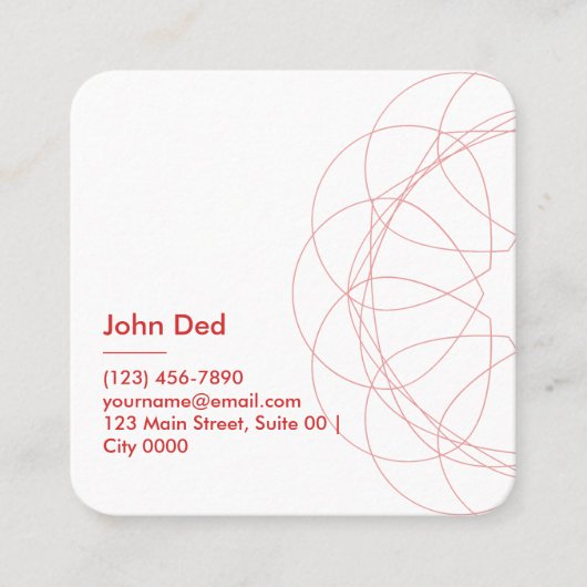 Modern Red Abstract Square Rounded Bold Geometry スクエア名刺 (正面)