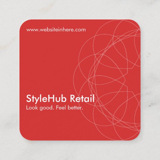 Modern Red Abstract Square Rounded Bold Geometry スクエア名刺 (裏面)