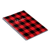 Modern Red and Black Buffalo Check ノートブック (右側)
