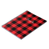 Modern Red and Black Buffalo Check ノートブック (左側)