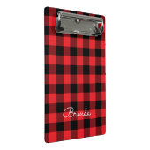 Modern Red and Black Buffalo Check ミニクリップボード (アングル)