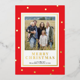 Modern Red and Gold Foil Christmas Photo Card 箔シーズンカード