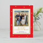 Modern Red and Gold Foil Christmas Photo Card 箔シーズンカード (立ち正面)