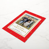 Modern Red and Gold Foil Christmas Photo Card 箔シーズンカード (回転した状態)