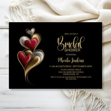 Modern Red and Gold Hearts Bridal Shower