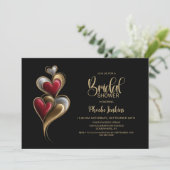 Modern Red and Gold Hearts Bridal Shower 招待状 (スタンド正面)
