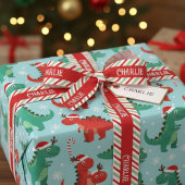 Modern Red and Green Candy Cane Stripes Pattern グログランリボン