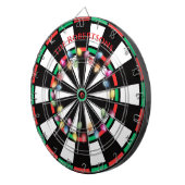 Modern Red and Green Christmas Lights Family Name ダーツボード (正面右)