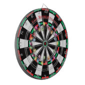 Modern Red and Green Christmas Lights Family Name ダーツボード (正面左)