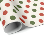 Modern Red and Green Polka Dot Christmas Wrapping  ラッピングペーパー (ロールコーナー)