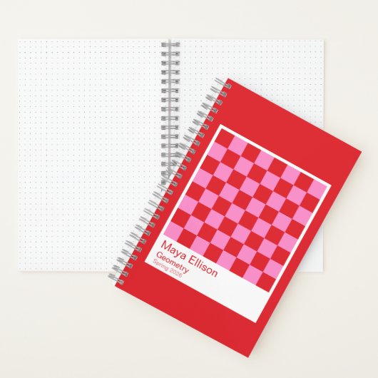 Modern Red and Pink Checkerboard Notebook ノートブック (内側)