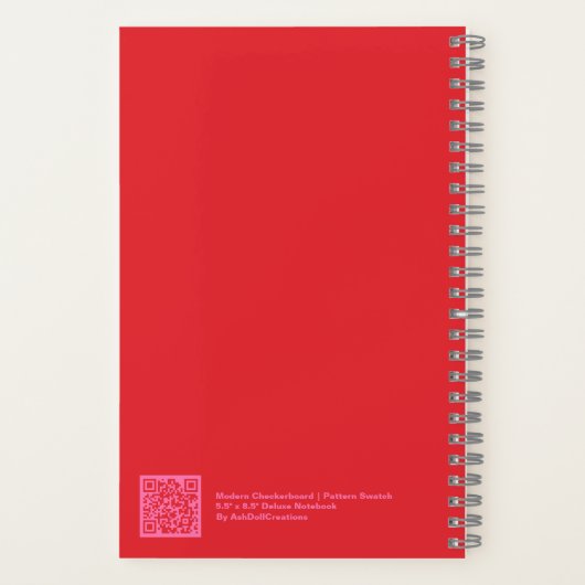Modern Red and Pink Checkerboard Notebook ノートブック (裏面)
