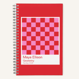 Modern Red and Pink Checkerboard Notebook ノートブック