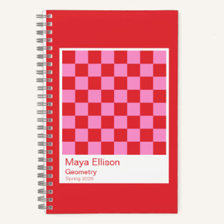 Modern Red and Pink Checkerboard Notebook ノートブック