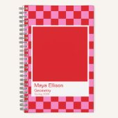 Modern Red and Pink Checkerboard Notebook ノートブック (正面)