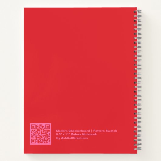 Modern Red and Pink Checkerboard Notebook ノートブック (裏面)