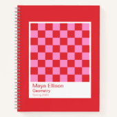 Modern Red and Pink Checkerboard Notebook ノートブック (正面)