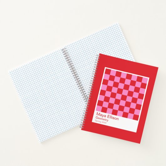 Modern Red and Pink Checkerboard Notebook ノートブック (内部)