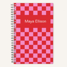 Modern Red and Pink Checkerboard Notebook ノートブック