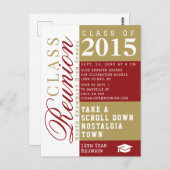 Modern red and tan School Class Reunion Postcard ポストカード (正面/裏面)