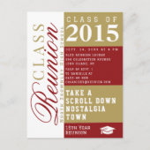 Modern red and tan School Class Reunion Postcard ポストカード (正面)