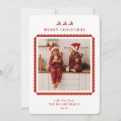Modern Red and white border Christmas photo  シーズンカード (正面)