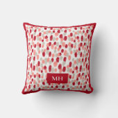 Modern Red and White Pattern Initials Monogram クッション (裏面)