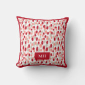 Modern Red and White Pattern Initials Monogram クッション (正面)