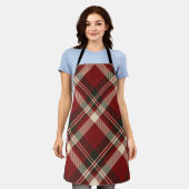 Modern Red Beige Christmas Pattern エプロン (着用した状態)