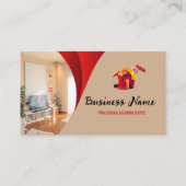 Modern Red Beige Cleaning Service Housekeeper Maid 名刺 (正面)