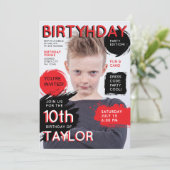 Modern Red Black Magazine Cover Fashion Newspaper  招待状 (スタンド正面)