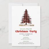 Modern Red Black Plaid Festive Party Invitation 招待状 (正面)