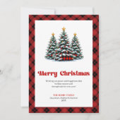 Modern Red Black Plaid Holiday Greeting Card シーズンカード (正面)