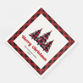 Modern Red Black Plaid Tree Napkin Custom (コーナー)
