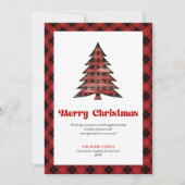 Modern Red Black Tartan Christmas Greeting Card シーズンカード (正面)