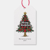 Modern Red Black Tartan Gift Tag ギフトタグ (正面)