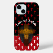 Modern Red Black White Crosses Lion of Judah Case-Mate iPhoneケース (裏面)