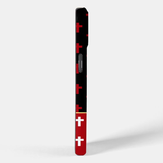 Modern Red Black White Crosses Lion of Judah Case-Mate iPhoneケース (裏面 / 右)
