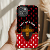 Modern Red Black White Crosses Lion of Judah Case-Mate iPhoneケース