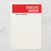 Modern Red Black White Trendy Minimalist Plain  便箋 (正面/裏面)